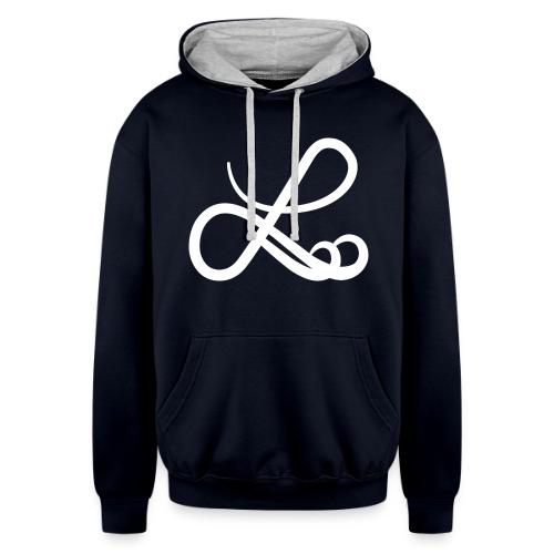 Luxshop4U big logo (WHITE) - Unisex Contrast Hoodie