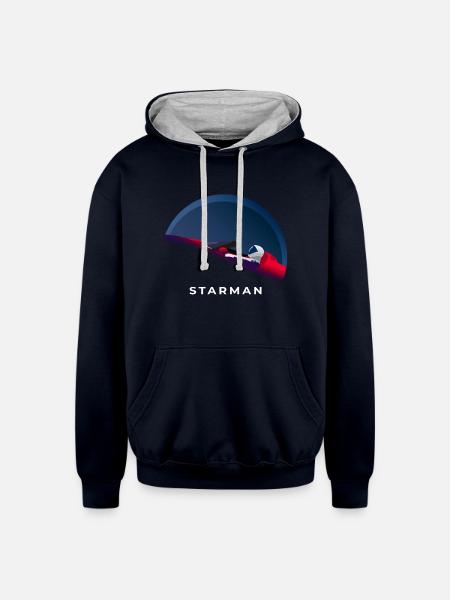 SpaceX Tesla Starman - Unisex Contrast Hoodie - navy/heather gray
