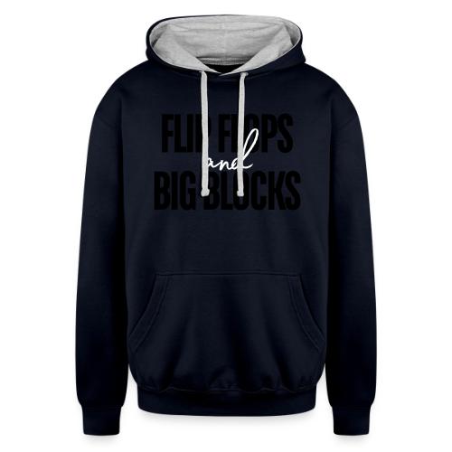 FLIP FLOPS AND BIG BLOCKS - Unisex Contrast Hoodie