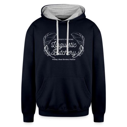 Linguistic Butchery (White) - Unisex Contrast Hoodie