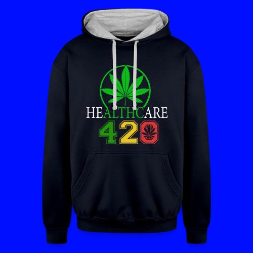 Silly 420 Healthy Herb Weed Marijuana Design - Unisex Contrast Hoodie