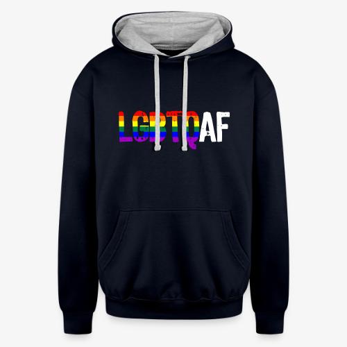 LGBTQ AF LGBTQ as Fuck Rainbow Pride Flag - Unisex Contrast Hoodie