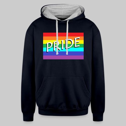 Pride Flag with Pride Text - Unisex Contrast Hoodie