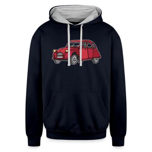 Red car 2CV - Unisex Contrast Hoodie