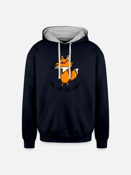 For Fox Sake - Unisex Contrast Hoodie - navy/heather gray