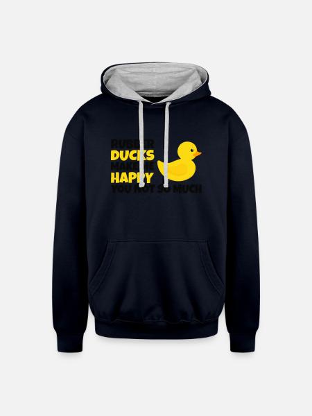 Rubber Duckie - Unisex Contrast Hoodie - navy/heather gray