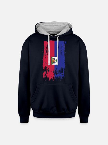 Haiti Haiti Haiti - Unisex Contrast Hoodie - navy/heather gray