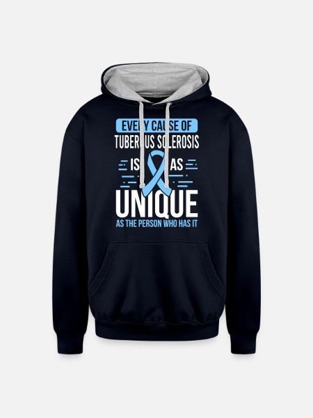 Tuberous Sclerosis Complex TSC Month Day Warrior - Unisex Contrast Hoodie - navy/heather gray