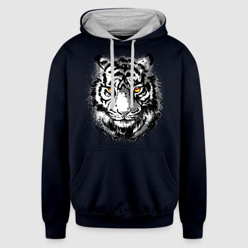 Tiger Head - Tiger Artwork - Wildlife Big Cats - Unisex Contrast Hoodie