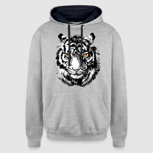 Tiger Head - Tiger Artwork - Wildlife Big Cats - Unisex Contrast Hoodie