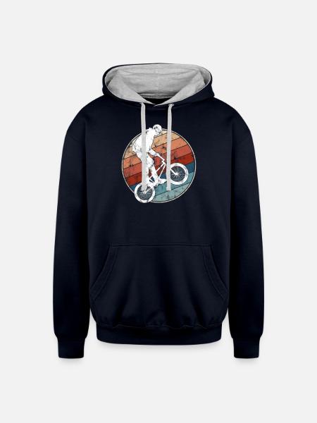 Retro BMX Rider - Unisex Contrast Hoodie - navy/heather gray