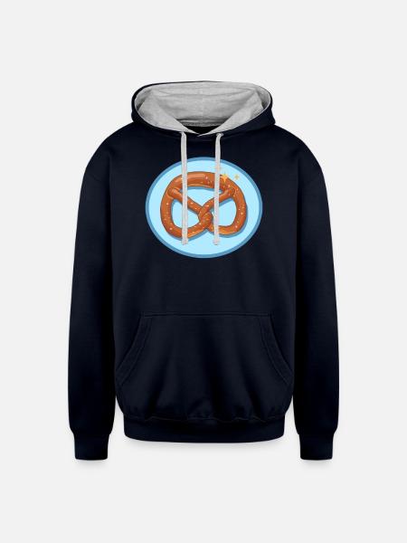 Pretzel Pretzels Lover - Unisex Contrast Hoodie - navy/heather gray