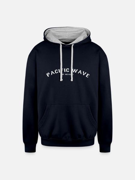 Pacific Wave - Unisex Contrast Hoodie - navy/heather gray