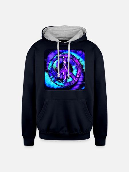 Peace - Unisex Contrast Hoodie - navy/heather gray