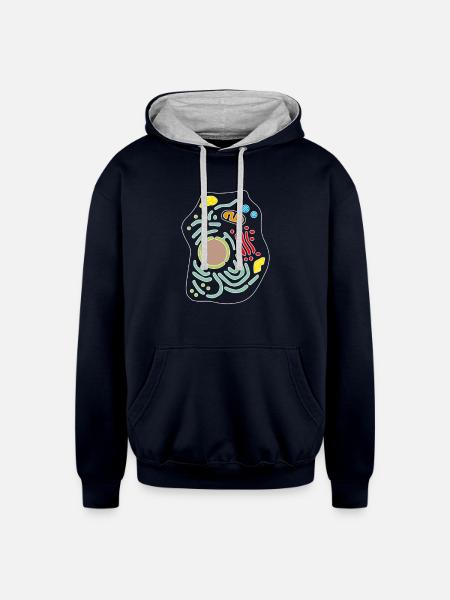 Eukaryotic Cell - Unisex Contrast Hoodie - navy/heather gray