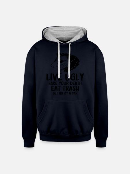 OPOSSUM QUOTES - Unisex Contrast Hoodie - navy/heather gray
