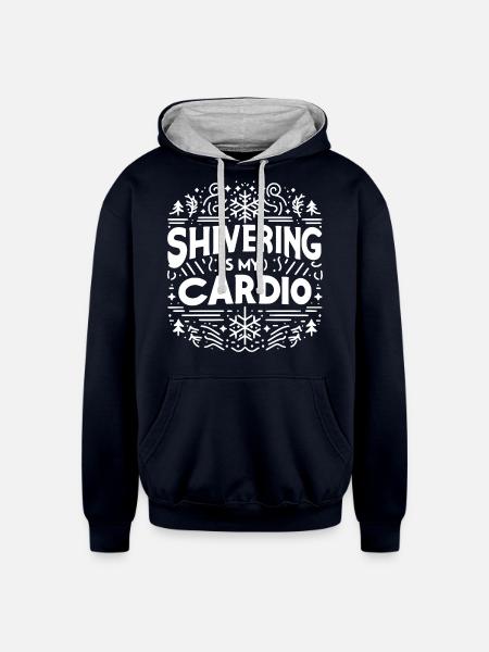 Shivering is My Cardio - Unisex Contrast Hoodie - navy/heather gray