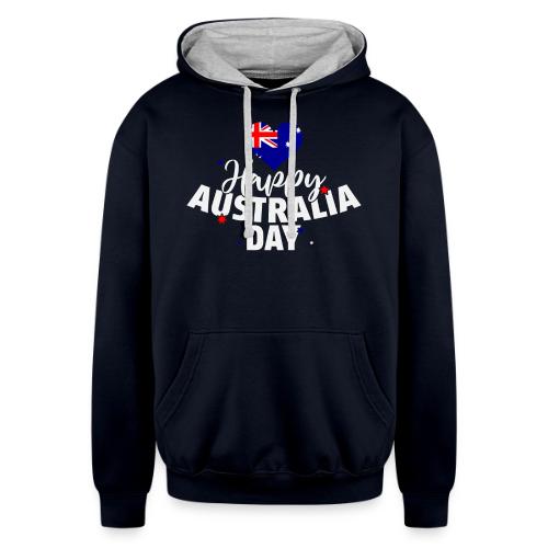 Australia Day Collection-Happy Australia Day Shirt - Unisex Contrast Hoodie