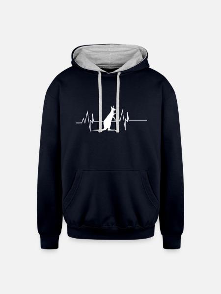 Kangaroo Heartbeat - Unisex Contrast Hoodie - navy/heather gray