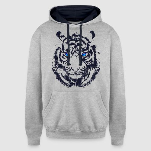 Tiger Head - Tiger Artwork - Wildlife Big Cats - Unisex Contrast Hoodie