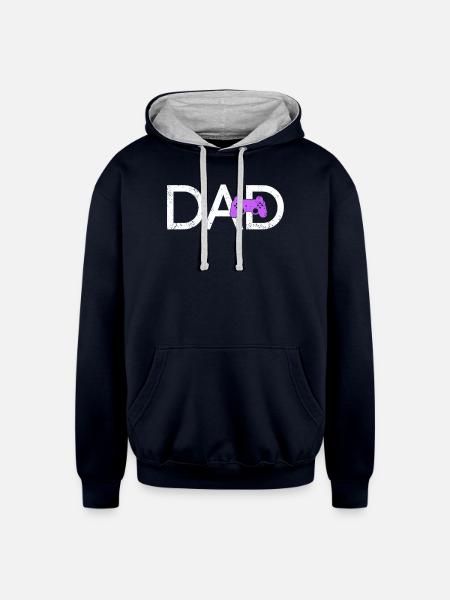 Gaming Papa - Unisex Contrast Hoodie - navy/heather gray