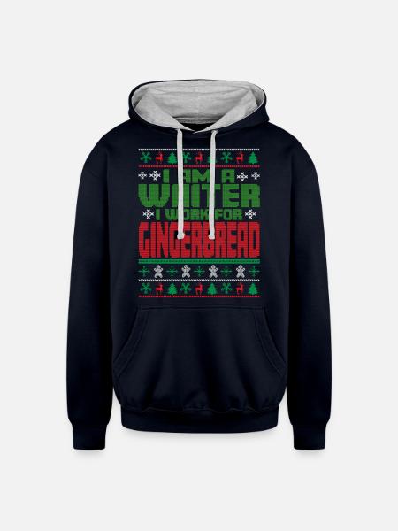 Waiter Christmas Saying - Unisex Contrast Hoodie - navy/heather gray