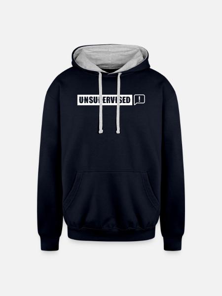 Unsupervised Sarcastic Sayings Sarcasm - Unisex Contrast Hoodie - navy/heather gray
