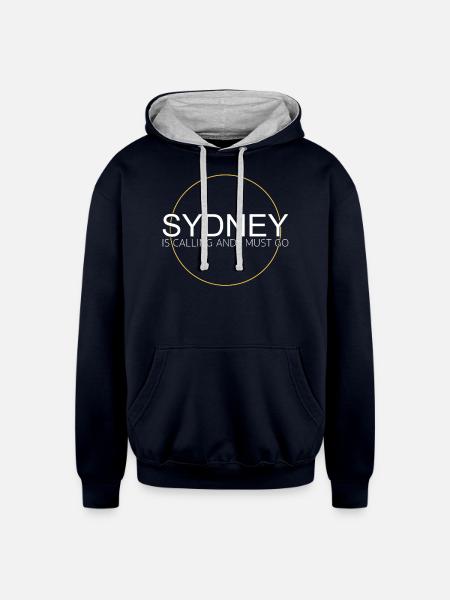 sydney saying - Unisex Contrast Hoodie - navy/heather gray