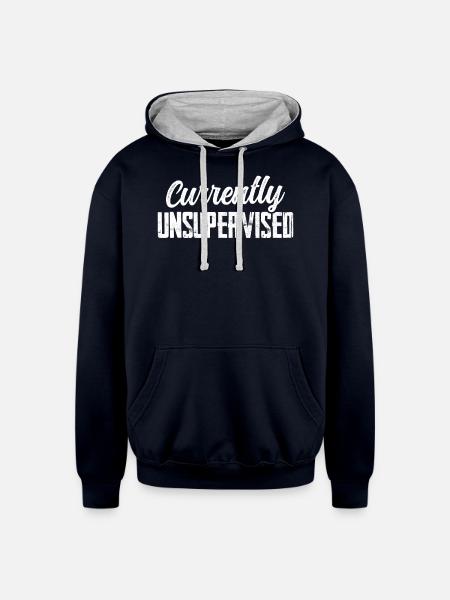 Currently Unsupervised Sarcasm Sarcastic Sayings - Unisex Contrast Hoodie - navy/heather gray