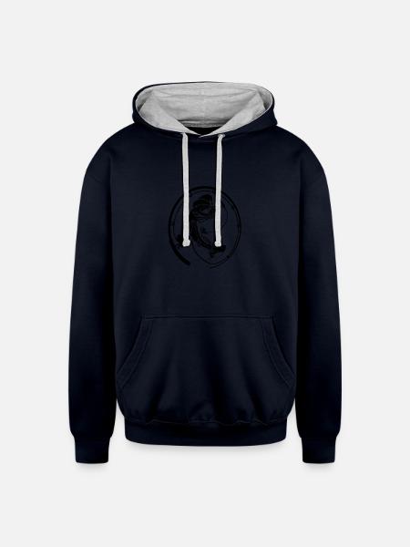 Christmas angler fish trout - Unisex Contrast Hoodie - navy/heather gray