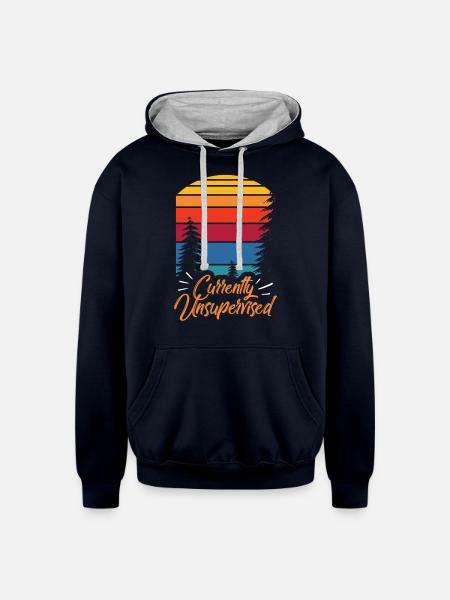 Currently Unsupervised Sayings Sarcasm Sarcastic - Unisex Contrast Hoodie - navy/heather gray