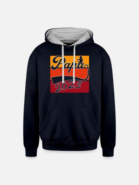 papa 2023 - Unisex Contrast Hoodie - navy/heather gray