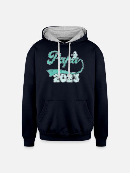 papa 2023 - Unisex Contrast Hoodie - navy/heather gray