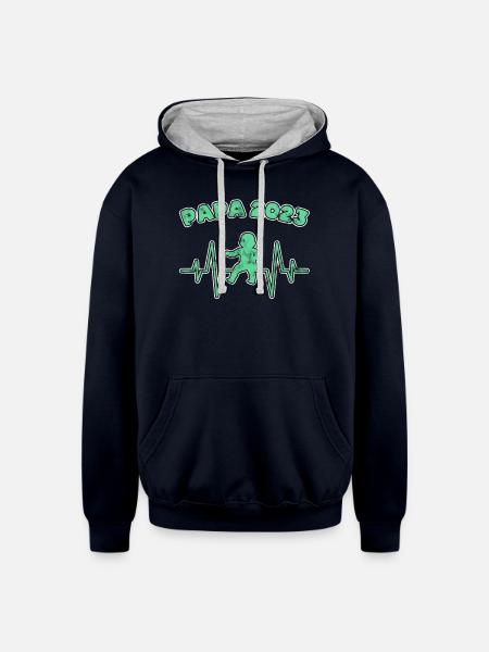 papa 2023 - Unisex Contrast Hoodie - navy/heather gray