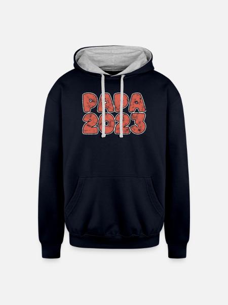 papa 2023 - Unisex Contrast Hoodie - navy/heather gray
