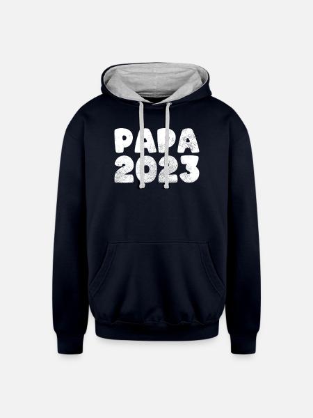 papa 2023 - Unisex Contrast Hoodie - navy/heather gray