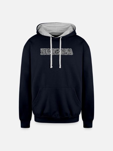 hunde papa - Unisex Contrast Hoodie - navy/heather gray