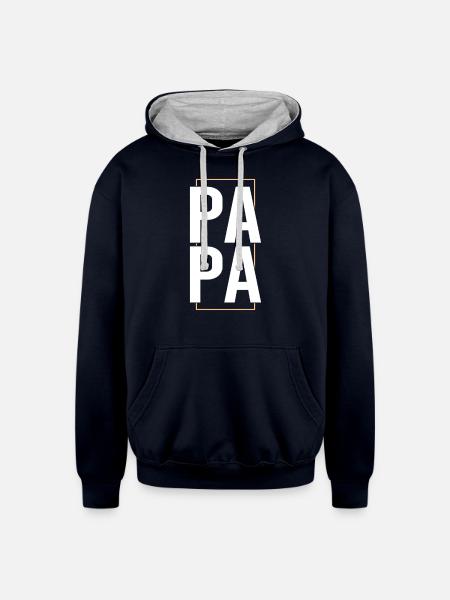 papa - Unisex Contrast Hoodie - navy/heather gray