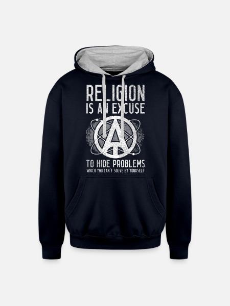 Atheist Atheism - Unisex Contrast Hoodie - navy/heather gray