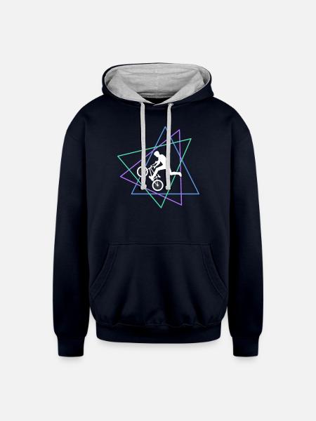 Geometric BMX Stunt Rider - Unisex Contrast Hoodie - navy/heather gray