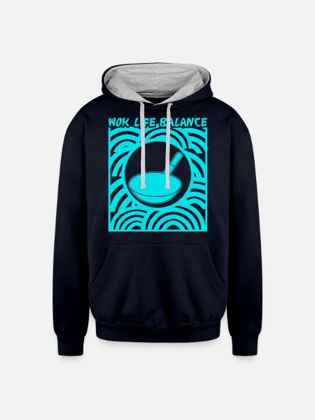 Wok Pan - Unisex Contrast Hoodie - navy/heather gray