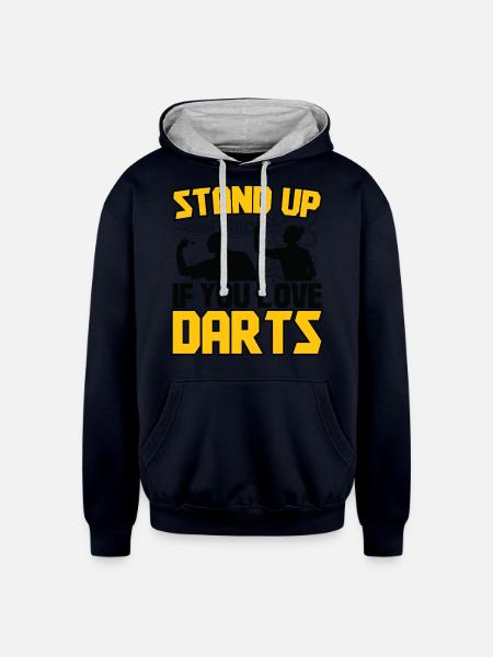 Darts Dart Player - Unisex Contrast Hoodie - navy/heather gray