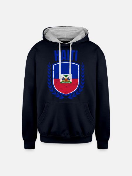 Haiti - Unisex Contrast Hoodie - navy/heather gray