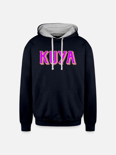 Kuya - Unisex Contrast Hoodie - navy/heather gray