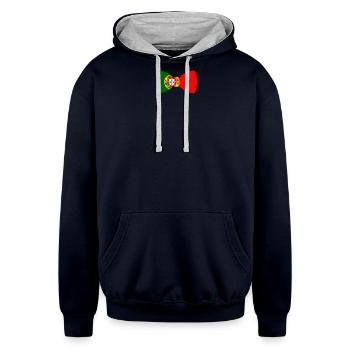 portugal - Unisex Contrast Hoodie - navy/heather gray - Front