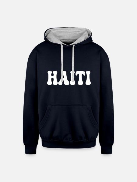 haiti - Unisex Contrast Hoodie - navy/heather gray