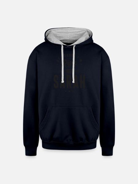 Sarah Knows Best - Unisex Contrast Hoodie - navy/heather gray