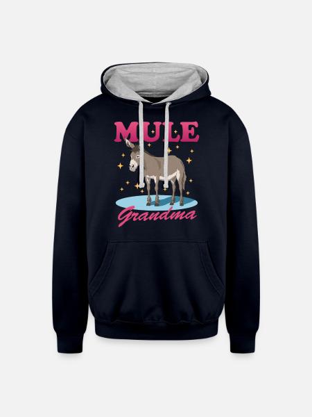 Mule Grandma Mules Owner - Unisex Contrast Hoodie - navy/heather gray