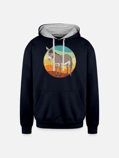 Mule Lover Mules Owner - Unisex Contrast Hoodie - navy/heather gray