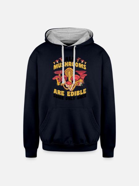 Collecting mushrooms - Unisex Contrast Hoodie - navy/heather gray